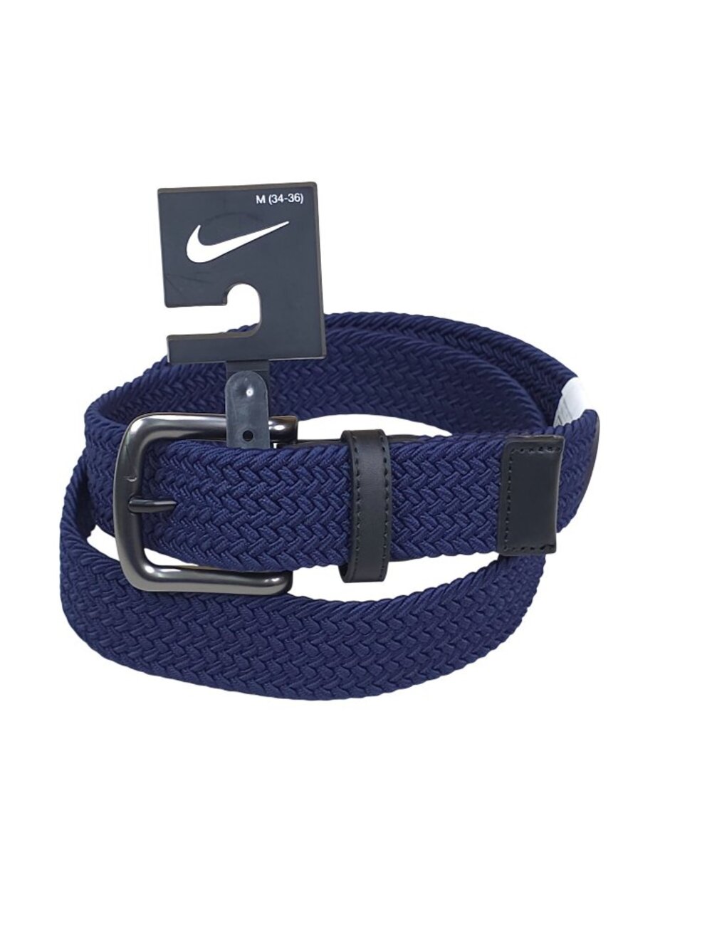 Nike Braided Woven Stretch Golf Belt M 34-36 Metal Buckle Navy Blue Comfortable
